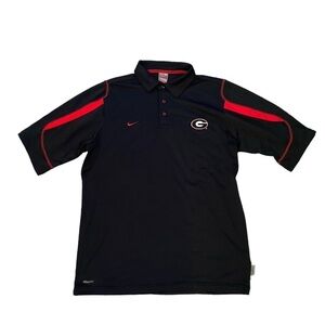 Nike FIT Men’s Polo UGA Georgia Black Red Short Sleeve Sz Medium Tech